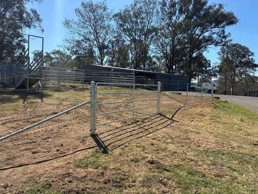 New galvanised gates and steel cattle yards with loading ramp