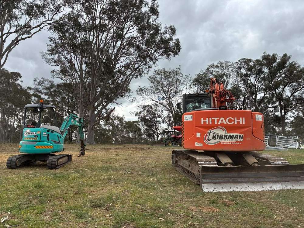 Two Kirkman excavators parked on site
